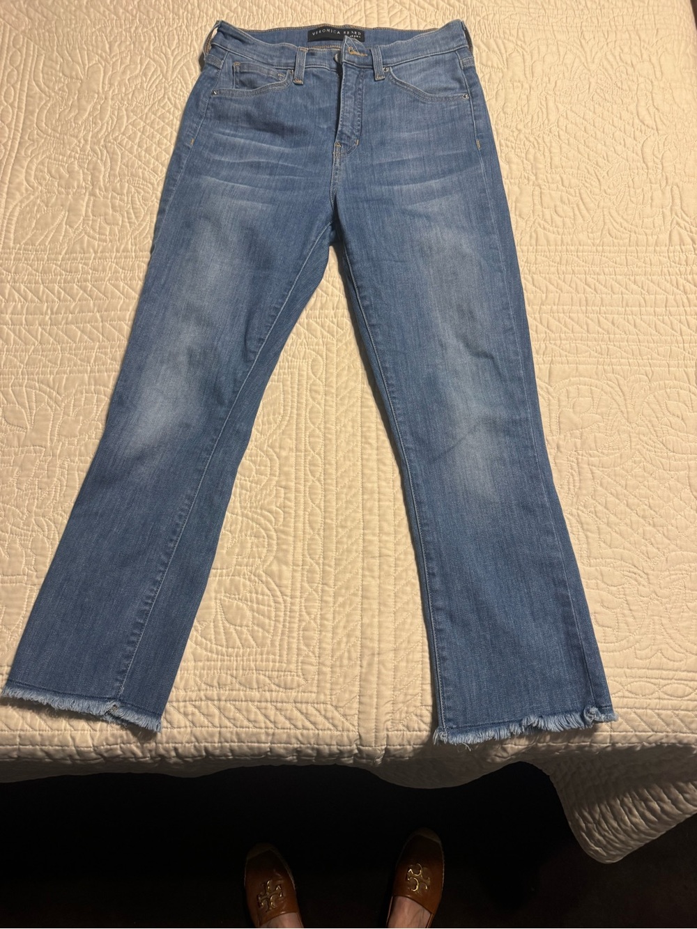 Veronica Beard Carly Kick Flare Light Blue Straight Leg Jeans